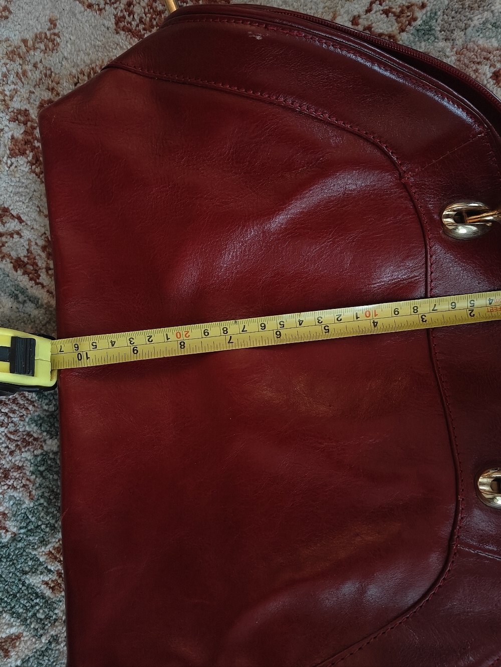 Vintage Italian Genuine Leather Dome Satchel Bag Burgundy Made In Italy - Picture 13 of 14
